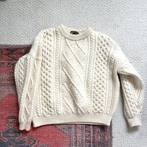Oat Tree Originals Vintage 100% wool cable knit sweater